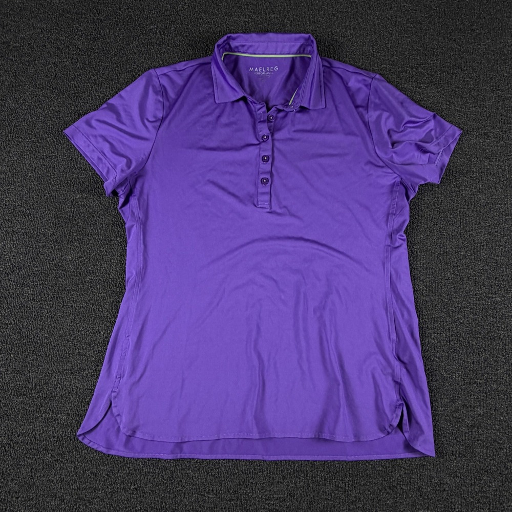 MAELREG Polo Womens M Performance Purple Short Sleeve Stretch EUC